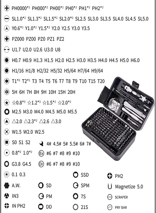 MESHIV مجموعة مفكات دقيقة من Meshiv 170 في 1 - أدوات مغناطيسية من الكروم والفاناديوم لإصلاح الهواتف المحمولة وأجهزة الكمبيوتر المحمولة وأجهزة الكمبيوتر الشخصية والساعات والأجهزة الإلكترونية - Image 2